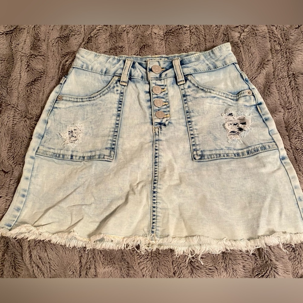 Justice girls distressed denim skirt/skort. Size 12